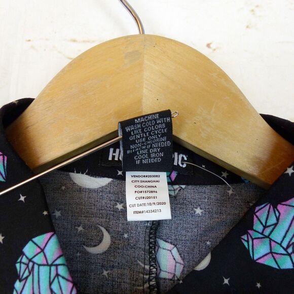 Hot Topic Shirt Womens M Black Pastel Crystals Celestial Crop Button Up Goth - Picture 10 of 13